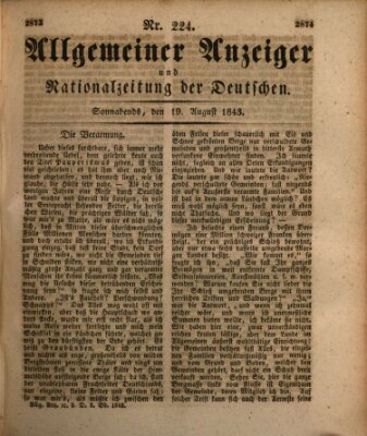 Allgemeiner Anzeiger und Nationalzeitung der Deutschen (Allgemeiner Anzeiger der Deutschen) Samstag 19. August 1843