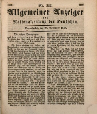 Allgemeiner Anzeiger und Nationalzeitung der Deutschen (Allgemeiner Anzeiger der Deutschen) Samstag 25. November 1843