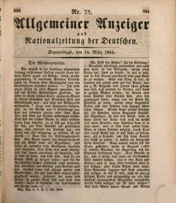 Allgemeiner Anzeiger und Nationalzeitung der Deutschen (Allgemeiner Anzeiger der Deutschen) Donnerstag 14. März 1844