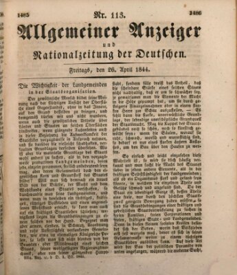 Allgemeiner Anzeiger und Nationalzeitung der Deutschen (Allgemeiner Anzeiger der Deutschen) Freitag 26. April 1844
