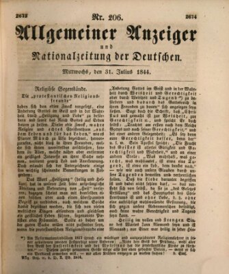 Allgemeiner Anzeiger und Nationalzeitung der Deutschen (Allgemeiner Anzeiger der Deutschen) Mittwoch 31. Juli 1844