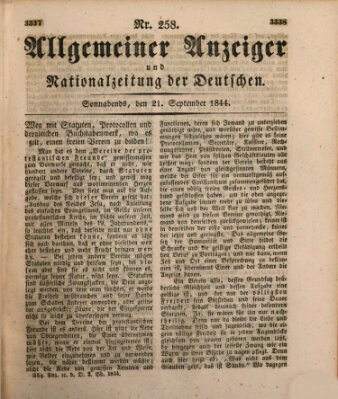 Allgemeiner Anzeiger und Nationalzeitung der Deutschen (Allgemeiner Anzeiger der Deutschen) Samstag 21. September 1844