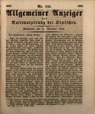 Allgemeiner Anzeiger und Nationalzeitung der Deutschen (Allgemeiner Anzeiger der Deutschen) Mittwoch 11. Dezember 1844