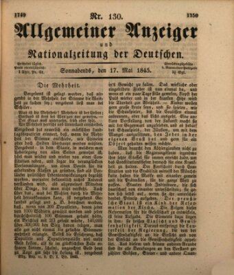 Allgemeiner Anzeiger und Nationalzeitung der Deutschen (Allgemeiner Anzeiger der Deutschen) Samstag 17. Mai 1845
