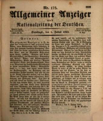 Allgemeiner Anzeiger und Nationalzeitung der Deutschen (Allgemeiner Anzeiger der Deutschen) Dienstag 1. Juli 1845