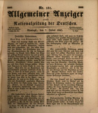 Allgemeiner Anzeiger und Nationalzeitung der Deutschen (Allgemeiner Anzeiger der Deutschen) Montag 7. Juli 1845