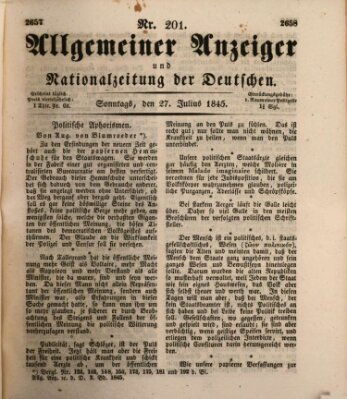 Allgemeiner Anzeiger und Nationalzeitung der Deutschen (Allgemeiner Anzeiger der Deutschen) Sonntag 27. Juli 1845
