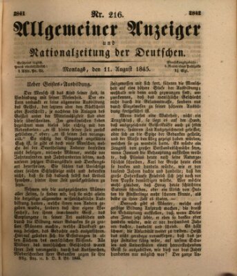 Allgemeiner Anzeiger und Nationalzeitung der Deutschen (Allgemeiner Anzeiger der Deutschen) Montag 11. August 1845