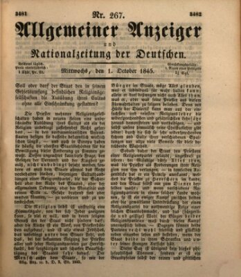 Allgemeiner Anzeiger und Nationalzeitung der Deutschen (Allgemeiner Anzeiger der Deutschen) Mittwoch 1. Oktober 1845