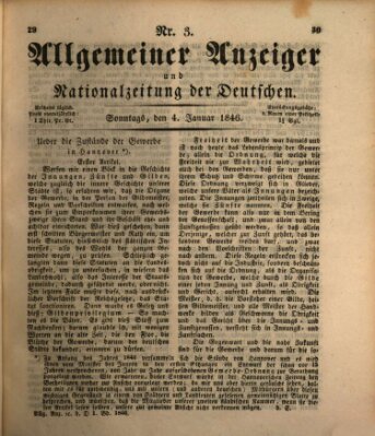 Allgemeiner Anzeiger und Nationalzeitung der Deutschen (Allgemeiner Anzeiger der Deutschen) Sonntag 4. Januar 1846