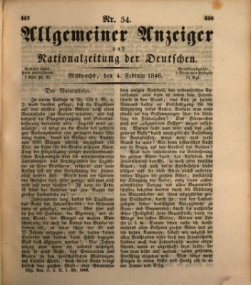 Allgemeiner Anzeiger und Nationalzeitung der Deutschen (Allgemeiner Anzeiger der Deutschen) Mittwoch 4. Februar 1846