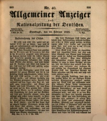 Allgemeiner Anzeiger und Nationalzeitung der Deutschen (Allgemeiner Anzeiger der Deutschen) Dienstag 10. Februar 1846