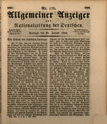 Allgemeiner Anzeiger und Nationalzeitung der Deutschen (Allgemeiner Anzeiger der Deutschen) Freitag 26. Juni 1846