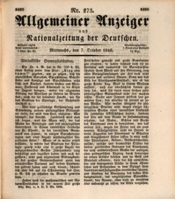 Allgemeiner Anzeiger und Nationalzeitung der Deutschen (Allgemeiner Anzeiger der Deutschen) Mittwoch 7. Oktober 1846