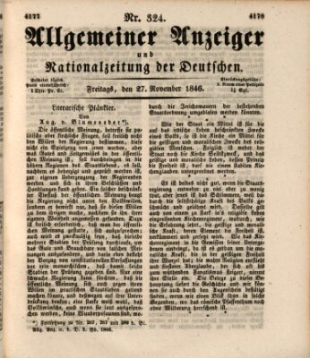 Allgemeiner Anzeiger und Nationalzeitung der Deutschen (Allgemeiner Anzeiger der Deutschen) Freitag 27. November 1846