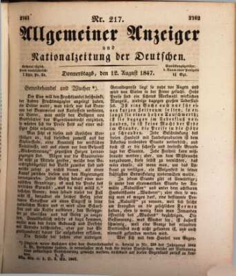Allgemeiner Anzeiger und Nationalzeitung der Deutschen (Allgemeiner Anzeiger der Deutschen) Donnerstag 12. August 1847