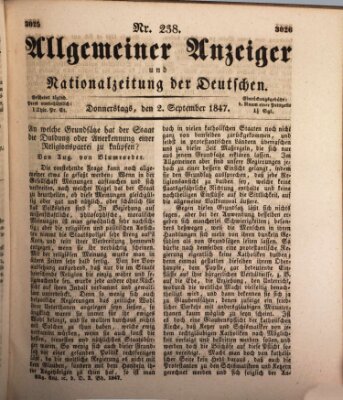 Allgemeiner Anzeiger und Nationalzeitung der Deutschen (Allgemeiner Anzeiger der Deutschen) Donnerstag 2. September 1847