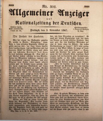 Allgemeiner Anzeiger und Nationalzeitung der Deutschen (Allgemeiner Anzeiger der Deutschen) Freitag 5. November 1847