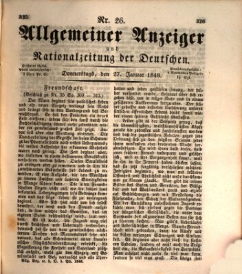 Allgemeiner Anzeiger und Nationalzeitung der Deutschen (Allgemeiner Anzeiger der Deutschen) Donnerstag 27. Januar 1848