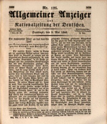 Allgemeiner Anzeiger und Nationalzeitung der Deutschen (Allgemeiner Anzeiger der Deutschen) Dienstag 9. Mai 1848