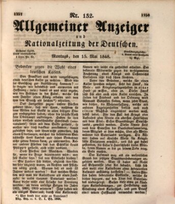 Allgemeiner Anzeiger und Nationalzeitung der Deutschen (Allgemeiner Anzeiger der Deutschen) Montag 15. Mai 1848