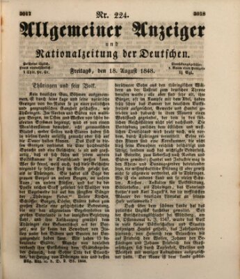 Allgemeiner Anzeiger und Nationalzeitung der Deutschen (Allgemeiner Anzeiger der Deutschen) Freitag 18. August 1848