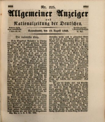 Allgemeiner Anzeiger und Nationalzeitung der Deutschen (Allgemeiner Anzeiger der Deutschen) Samstag 19. August 1848