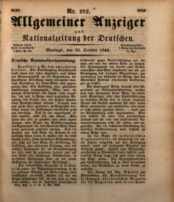 Allgemeiner Anzeiger und Nationalzeitung der Deutschen (Allgemeiner Anzeiger der Deutschen) Montag 23. Oktober 1848