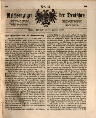 Reichsanzeiger der Deutschen (Allgemeiner Anzeiger der Deutschen) Mittwoch 16. Januar 1850