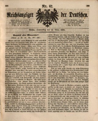 Reichsanzeiger der Deutschen (Allgemeiner Anzeiger der Deutschen) Donnerstag 14. März 1850