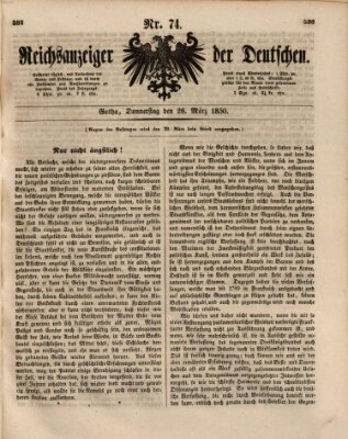 Reichsanzeiger der Deutschen (Allgemeiner Anzeiger der Deutschen) Donnerstag 28. März 1850