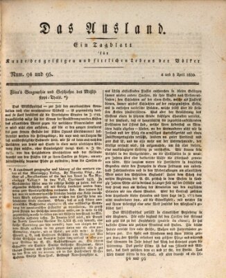 Das Ausland Sonntag 4. April 1830