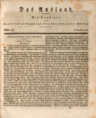 Das Ausland Sonntag 14. November 1830