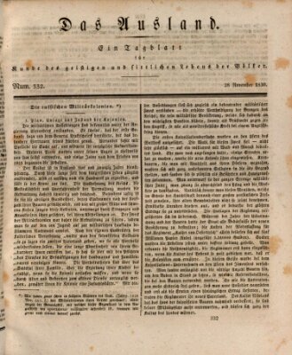 Das Ausland Sonntag 28. November 1830