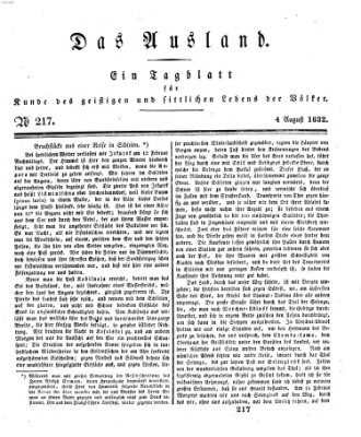 Das Ausland Samstag 4. August 1832