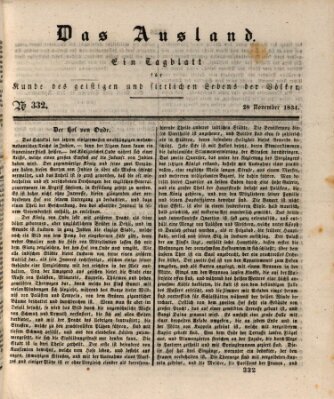 Das Ausland Freitag 28. November 1834