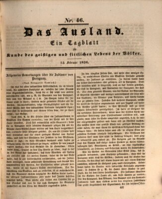 Das Ausland Montag 15. Februar 1836