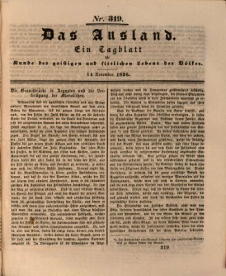 Das Ausland Montag 14. November 1836