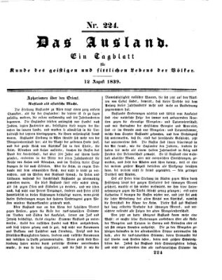 Das Ausland Montag 12. August 1839