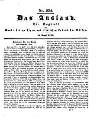 Das Ausland Donnerstag 22. August 1839