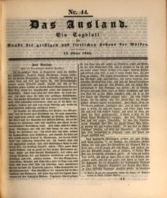 Das Ausland Sonntag 13. Februar 1842