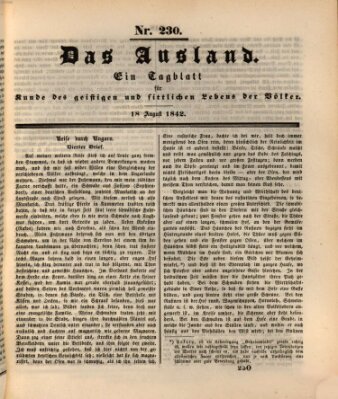 Das Ausland Donnerstag 18. August 1842