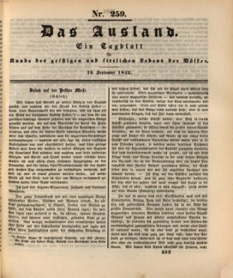 Das Ausland Freitag 16. September 1842