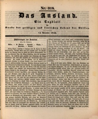 Das Ausland Montag 14. November 1842