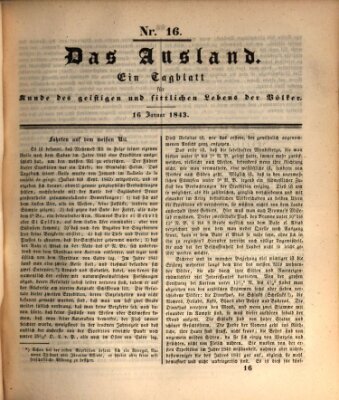 Das Ausland Montag 16. Januar 1843