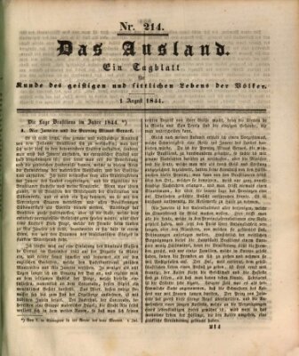Das Ausland Donnerstag 1. August 1844