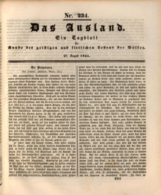 Das Ausland Mittwoch 21. August 1844