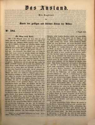 Das Ausland Donnerstag 2. August 1849