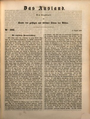 Das Ausland Montag 13. August 1849