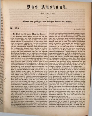Das Ausland Donnerstag 14. November 1850